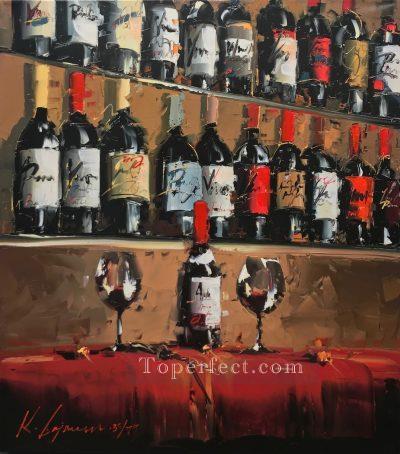 Wine Bar 1 Kal Gajoum texturizado Pintura al óleo